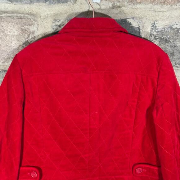 Talbots Blazer Woman's 12 Red Quilted Button Up Lined Cozy Holiday Retro - Picture 6 of 12